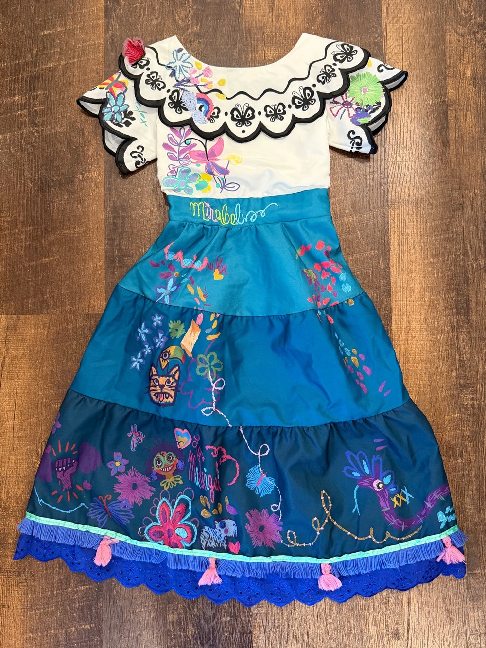 Disney encanto mirabel Blue Floral Embroidered Girls Costume Dress